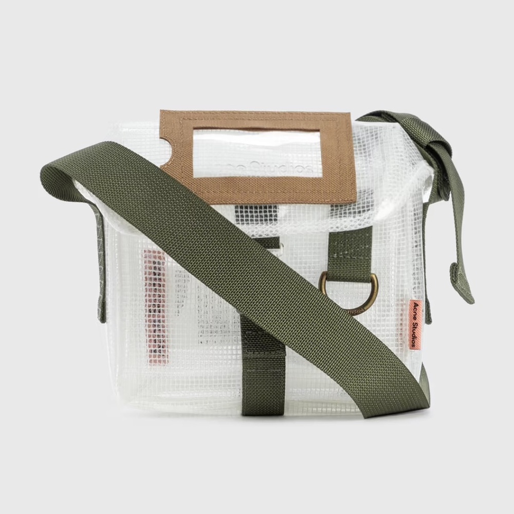 Acne Studios Clear Messenger Crossbody White Army Ripstop Bag Tote